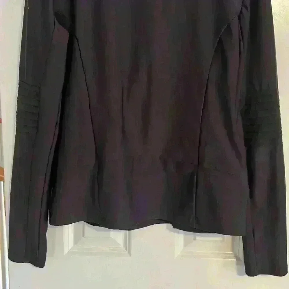 MPG black golf jacket ruffle accent sleeve size large off center front zipper - Picture 8 of 11